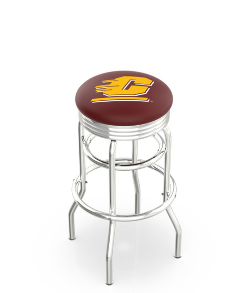Central Michigan Chippewas Double Ring Swivel Barstool with Ribbed Accent Ring