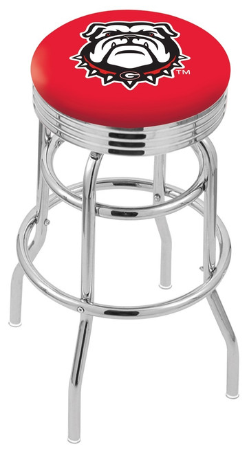 Georgia Bulldogs NCAA Double Ring Swivel Barstool with Ribbed Ring