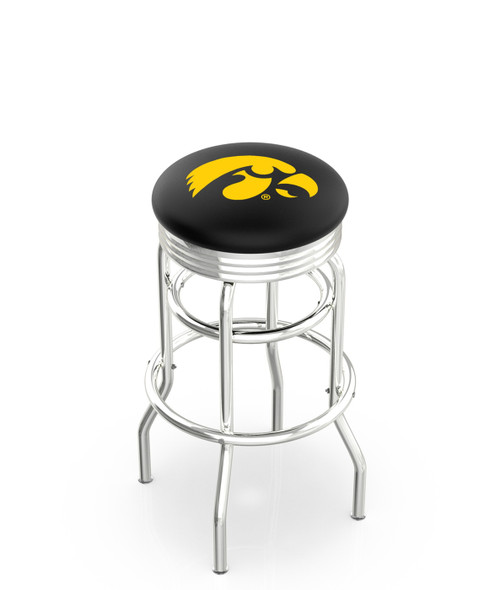 Iowa Hawkeyes Double Ring Swivel Barstool with Ribbed Accent Ring