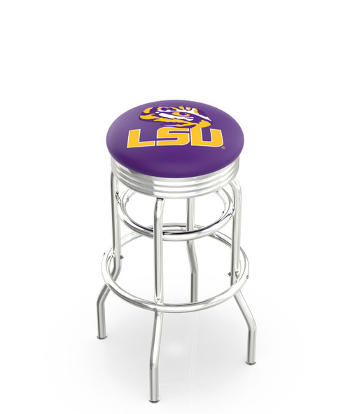 LSU Tigers Double Ring Swivel Barstool with Ribbed Accent Ring