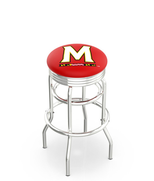 Maryland Terrapins Double Ring Swivel Barstool with Ribbed Accent Ring