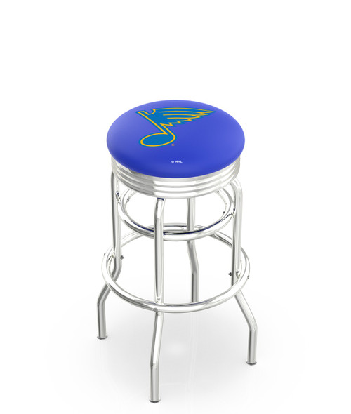 St. Louis Blues Double Ring Swivel Barstool with Ribbed Accent Ring