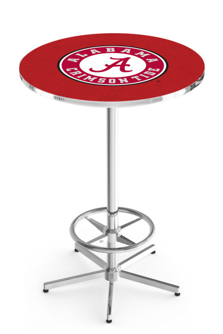 Alabama Crimson Tide Script A Chrome Bar Table with Foot Ring