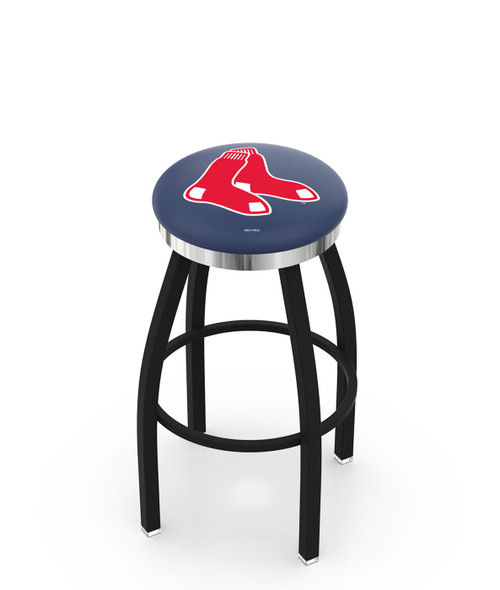 Boston Red Sox Swivel Bar Stool with Black & Chrome Finish