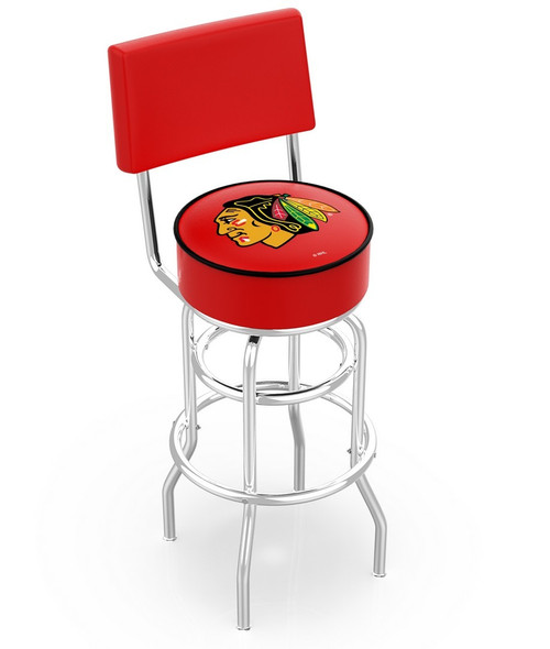 Chicago Blackhawks NHL Chrome Double Ring Swivel Barstool with Back