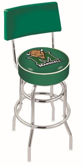 Marshall Thundering Herd Chrome Double Ring Swivel Barstool with Back