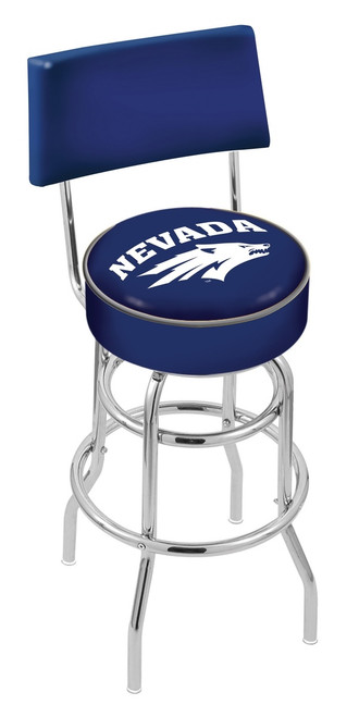 Nevada Wolf Pack Chrome Double Ring Swivel Barstool with Back