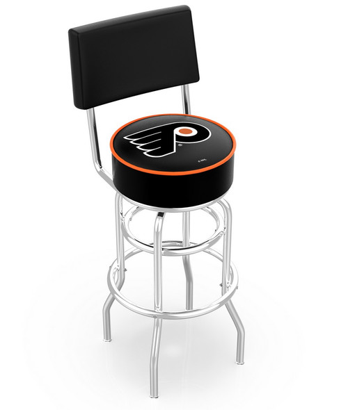 Philadelphia Flyers Chrome Double Ring Swivel Barstool with Back