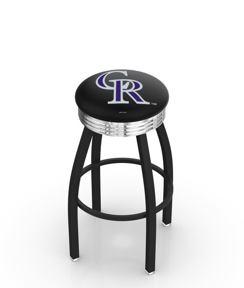Colorado Rockies Swivel Bar Stool with Chrome Ribbed Ring