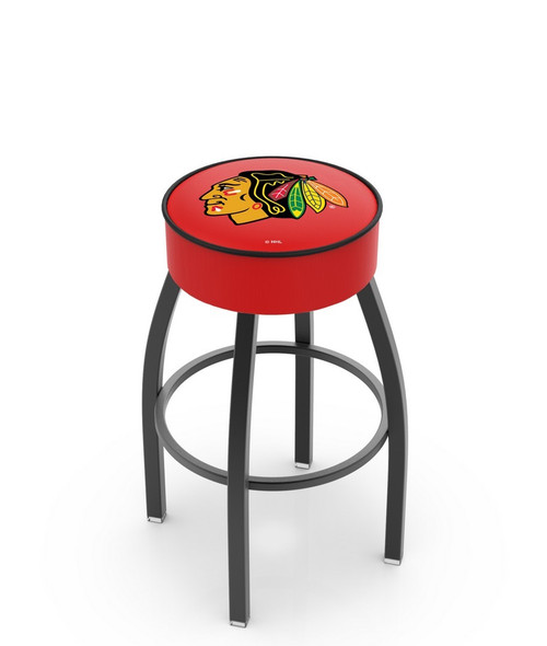 Chicago Blackhawks NHL Black Base Swivel Bar Stool