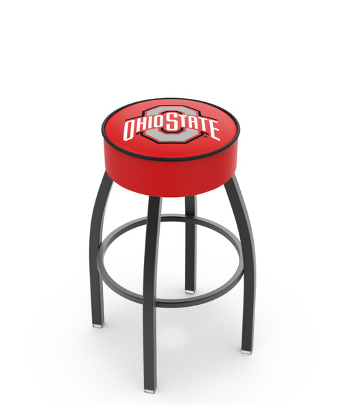 Ohio State Buckeyes Black Base Swivel Bar Stool