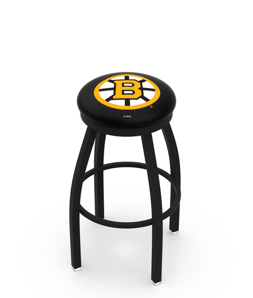 Boston Bruins Black Swivel Bar Stool with Accent Ring