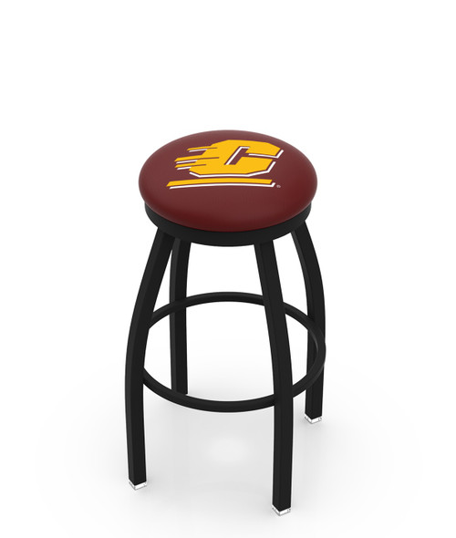 Central Michigan Chippewas Black Swivel Bar Stool with Accent Ring