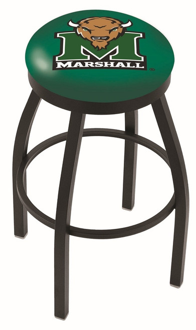 Marshall Thundering Herd Black Swivel Bar Stool with Accent Ring