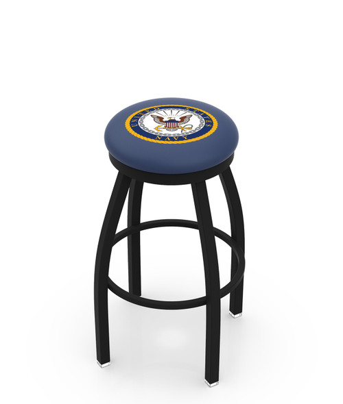 U.S. Navy Midshipmen Black Swivel Bar Stool with Accent Ring