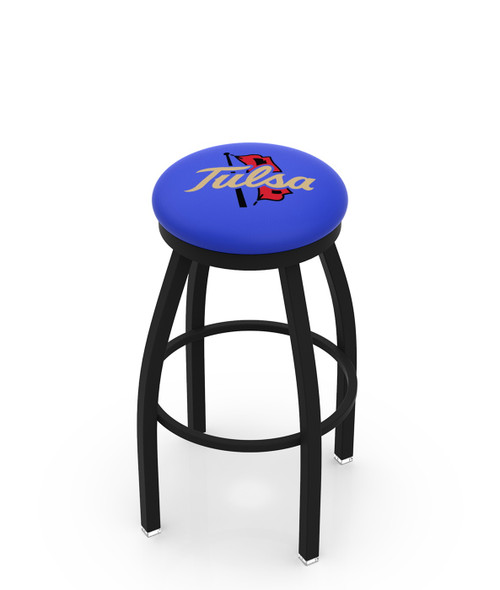 Tulsa Golden Hurricane Black Swivel Bar Stool with Accent Ring