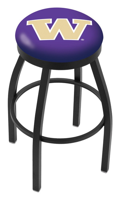 Washington Huskies Black Swivel Bar Stool with Accent Ring