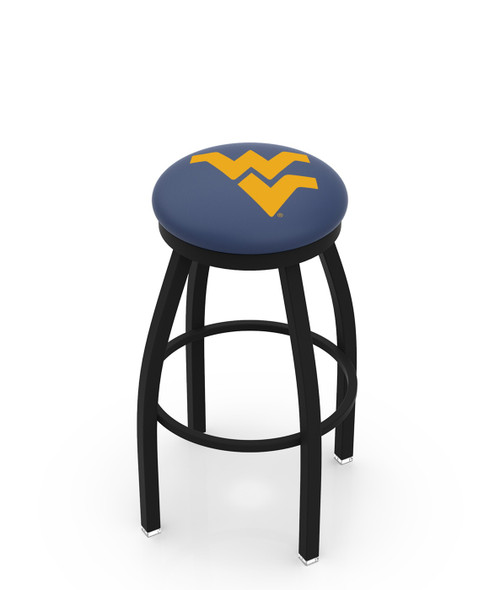 West Virginia Mountaineers Black Swivel Bar Stool with Accent Ring
