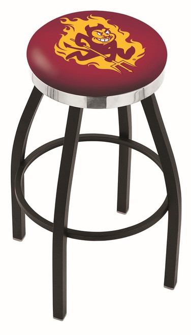 Arizona State Sun Devils Black Swivel Barstool with Chrome Accent Ring