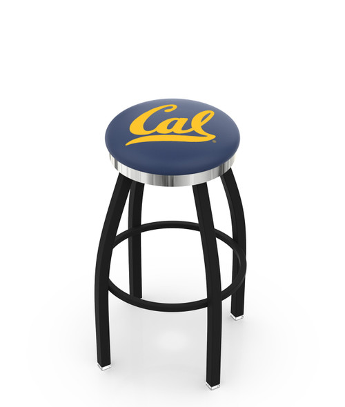 California Golden Bears Black Swivel Barstool with Chrome Accent Ring