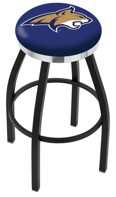 Montana State Bobcats Black Swivel Barstool with Chrome Accent Ring