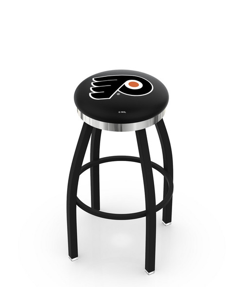 Philadelphia Flyers Black Swivel Barstool with Chrome Accent Ring