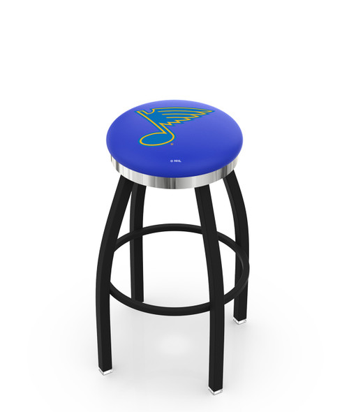 St. Louis Blues Black Swivel Barstool with Chrome Accent Ring