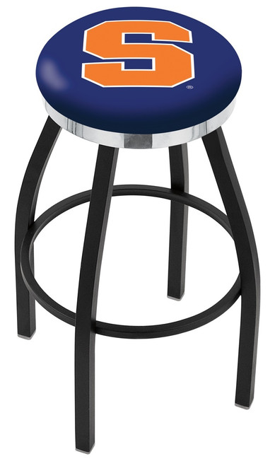 Syracuse Orange Black Swivel Barstool with Chrome Accent Ring