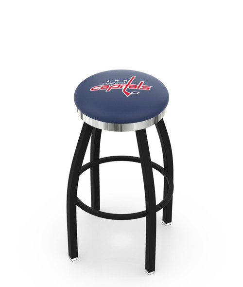 Washington Capitals Black Swivel Barstool with Chrome Accent Ring