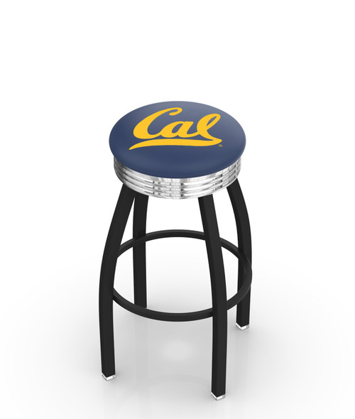 California Golden Bears Black Swivel Barstool with Chrome Ribbed Ring