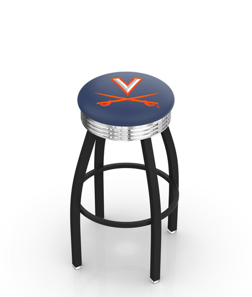 Virginia Cavaliers Black Swivel Barstool with Chrome Ribbed Ring