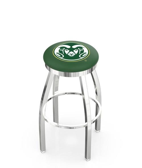 Colorado State Rams Chrome Swivel Bar Stool with Accent Ring