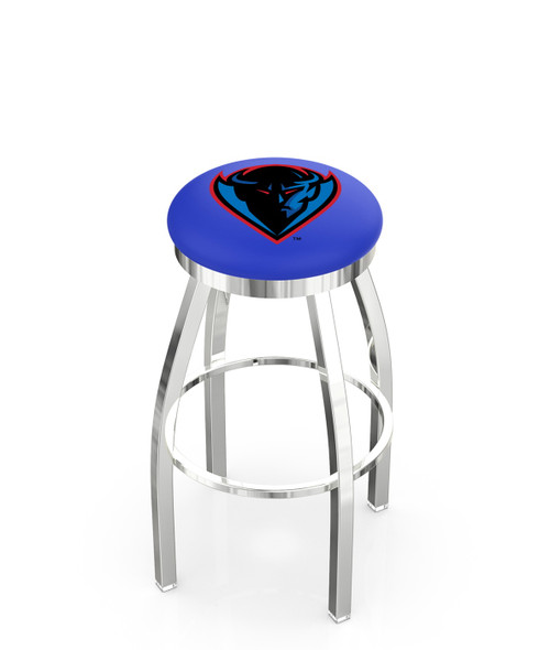 DePaul Blue Demons Chrome Swivel Bar Stool with Accent Ring