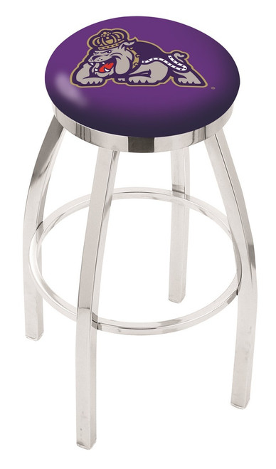 James Madison Dukes Chrome Swivel Bar Stool with Accent Ring