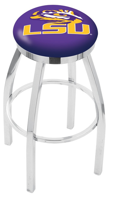 LSU Tigers Chrome Swivel Bar Stool with Accent Ring