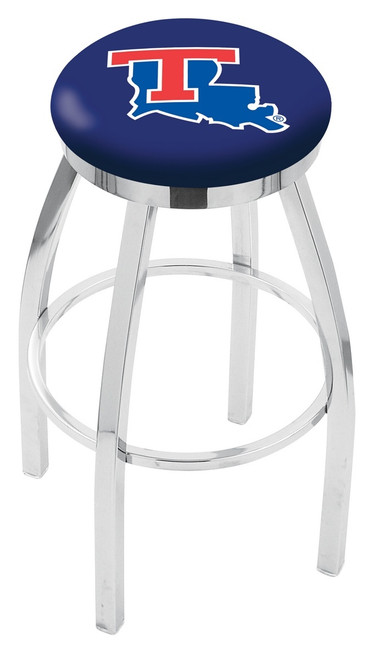 Louisiana Tech Bulldogs Chrome Swivel Bar Stool with Accent Ring