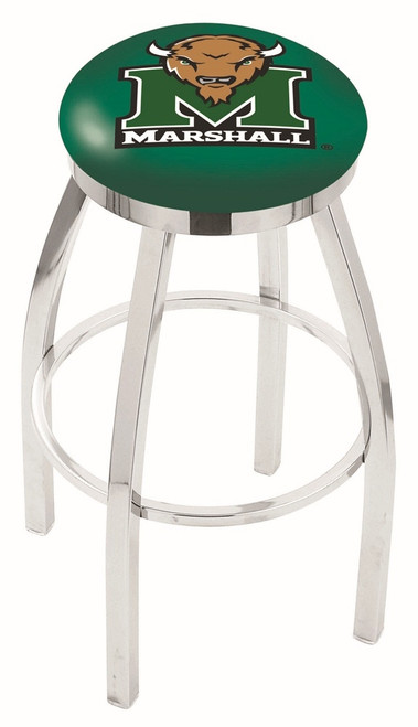 Marshall Thundering Herd Chrome Swivel Bar Stool with Accent Ring