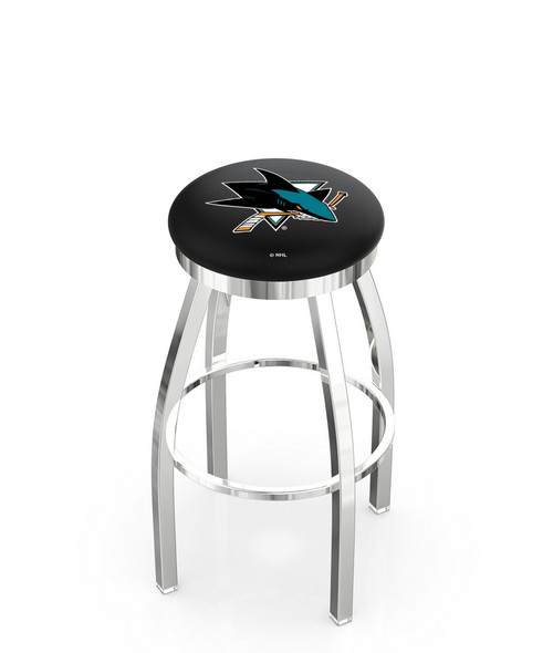 San Jose Sharks Chrome Swivel Bar Stool with Accent Ring