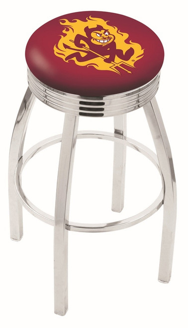 Arizona State Sun Devils Chrome Swivel Barstool with Ribbed Accent Ring