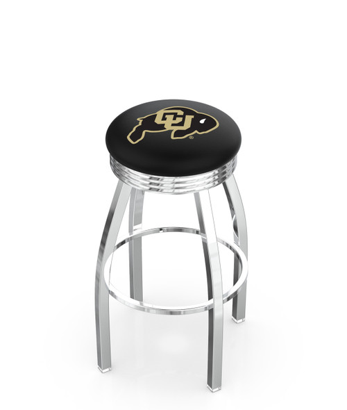 Colorado Buffaloes Chrome Swivel Barstool with Ribbed Accent Ring
