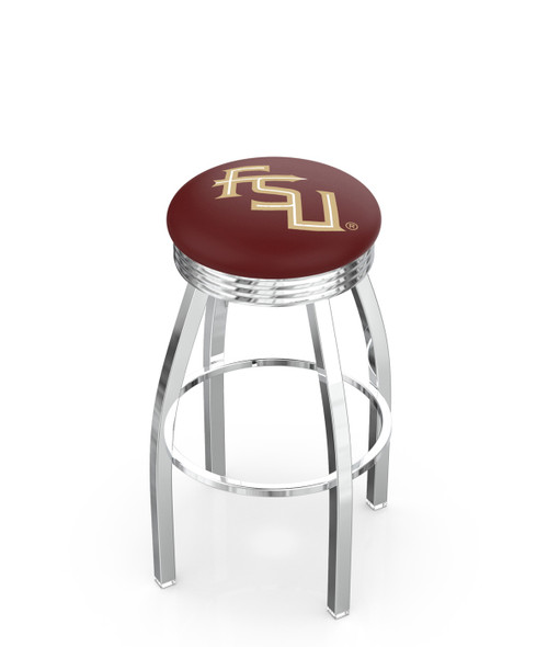 FSU Seminoles Chrome Swivel Barstool with Ribbed Accent Ring