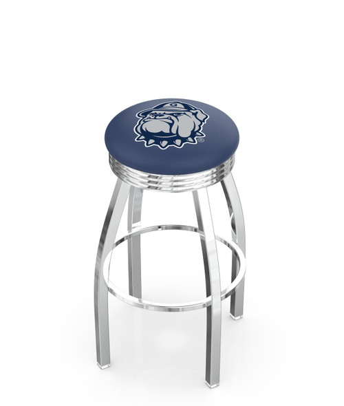 Georgetown Hoyas Chrome Swivel Barstool with Ribbed Accent Ring
