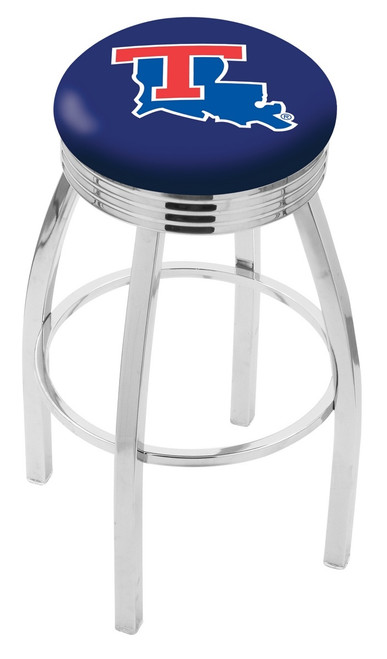 Louisiana Tech Bulldogs Chrome Swivel Barstool with Ribbed Accent Ring