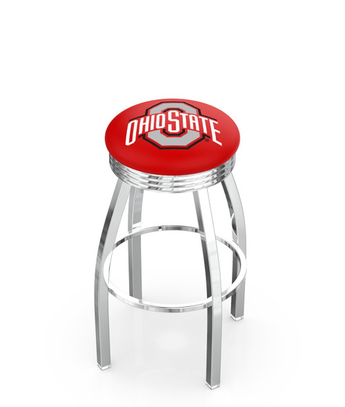 Ohio State Buckeyes Chrome Swivel Barstool with Ribbed Accent Ring