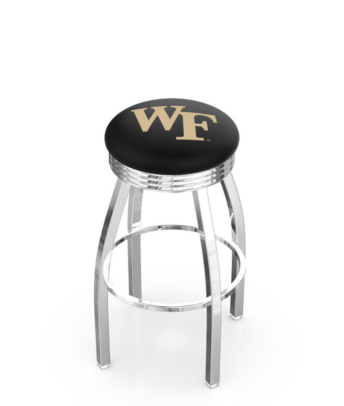 Wake Forest Demon Deacons Chrome Swivel Barstool with Ribbed Accent Ring