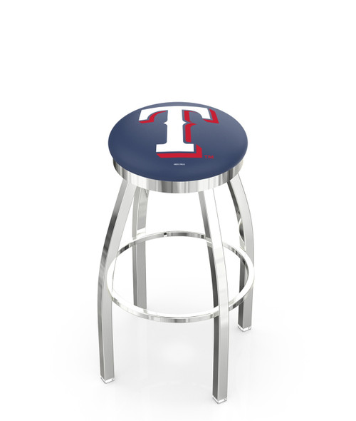 Texas Rangers Swivel Bar Stool with Single Ring Chrome Base