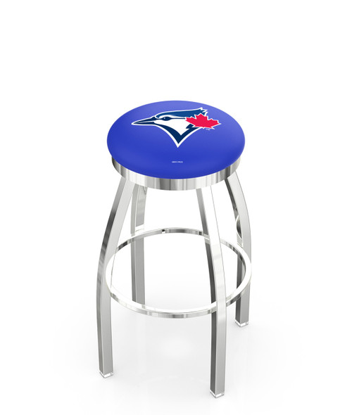Toronto Blue Jays Swivel Bar Stool with Single Ring Chrome Base