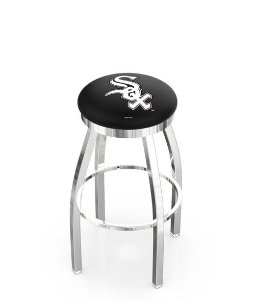 Chicago White Sox Swivel Bar Stool with Single Ring Chrome Base