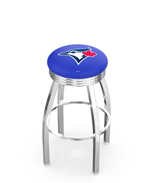 Toronto Blue Jays Swivel Bar Stool with Ribbed Chrome Accent Ring