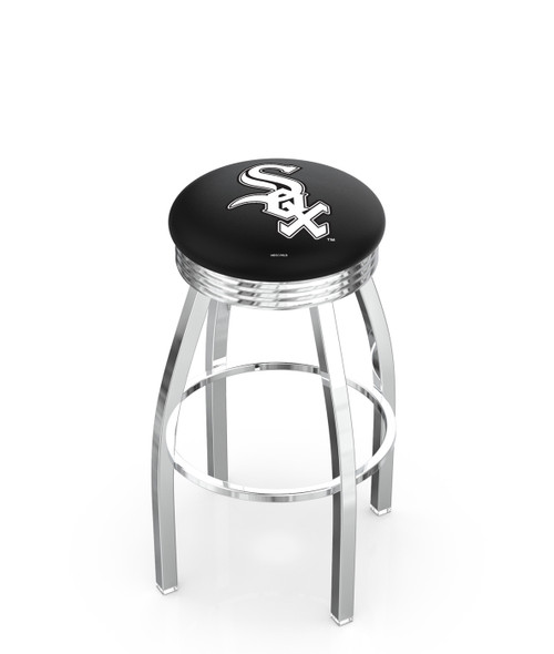 Chicago White Sox Swivel Bar Stool with Ribbed Chrome Accent Ring
